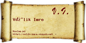 Válik Imre névjegykártya